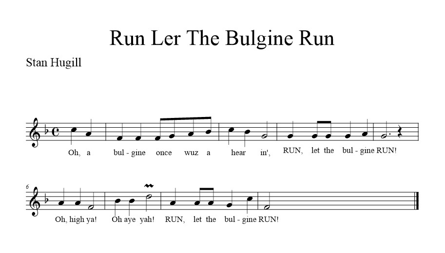 Run Ler The Bulgine Run - music notation