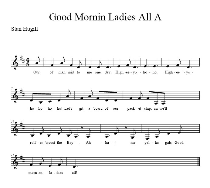 Good Mornin Ladies All A - music notation