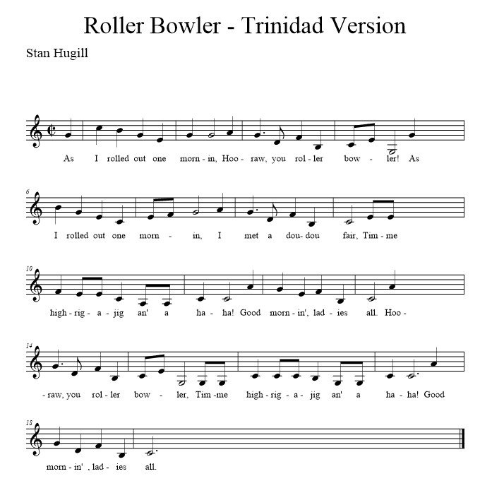 Roller Bowler - Trinidad Version - musical notation
