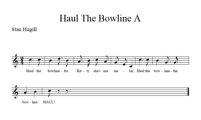 Haul The Bowline A - music notation