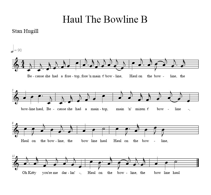 Haul The Bowline B - music notation