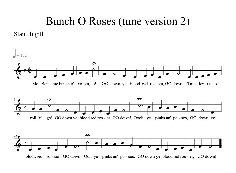 Bunch O Roses (tune version 2) - music notation