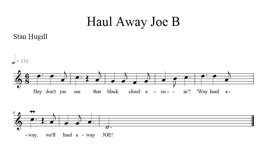 Haul Away Joe B - music notation