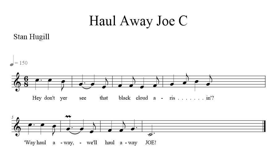 Haul Away Joe C - music notation