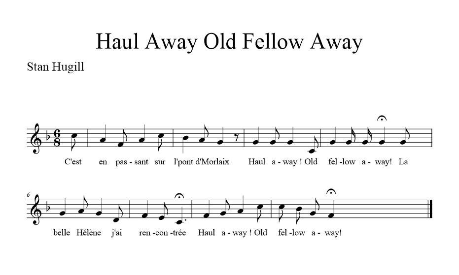 Haul Away Old Fellow Away - music notation