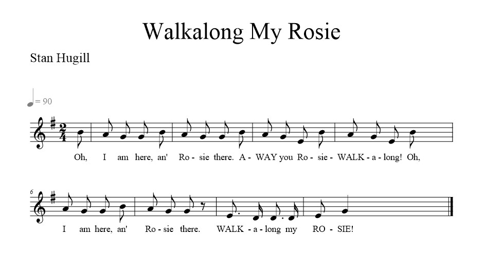 Walkalong My Rosie - music notation
