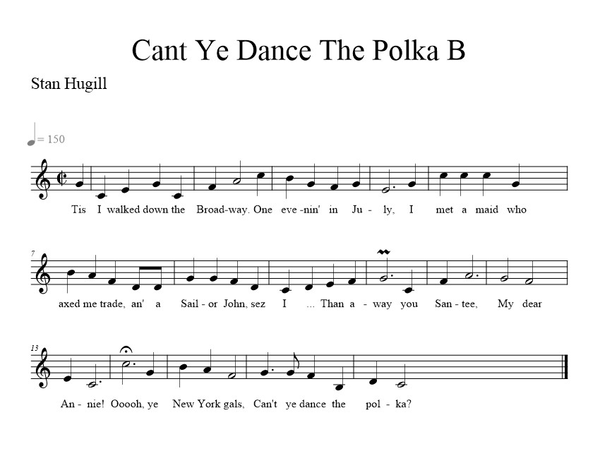 Cant Ye Dance The Polka B - music notation