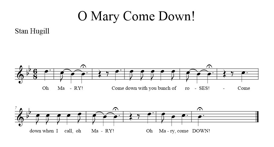 O Mary Come Down! - music notation
