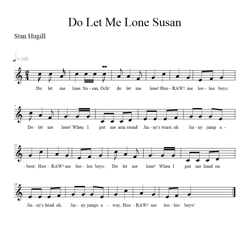 Do Let Me Lone Susan - music notation