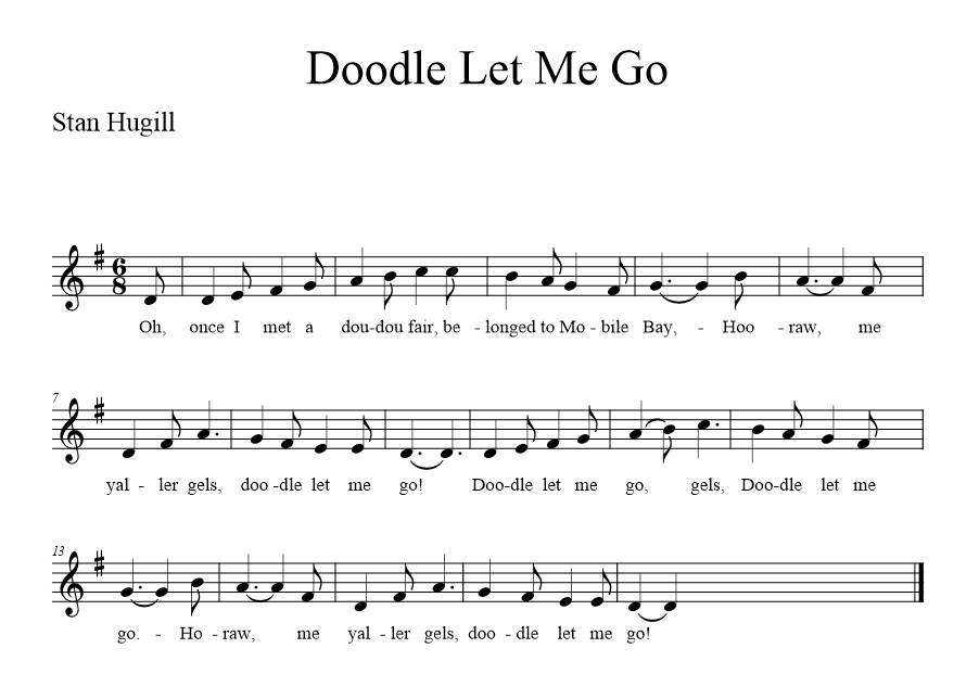 Doodle Let Me Go - music notation