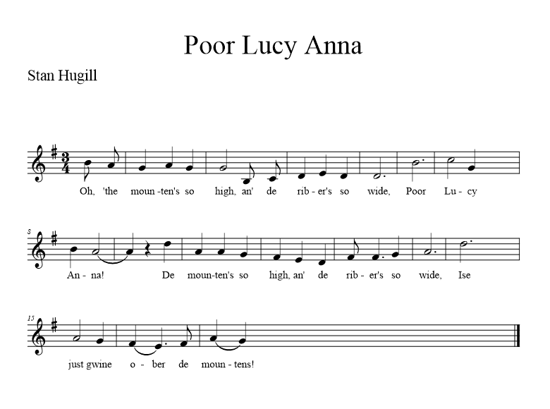 Poor Lucy Anna - music notation