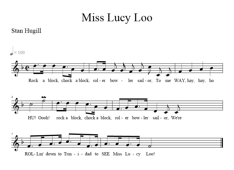 Miss Lucy Loo - music notation