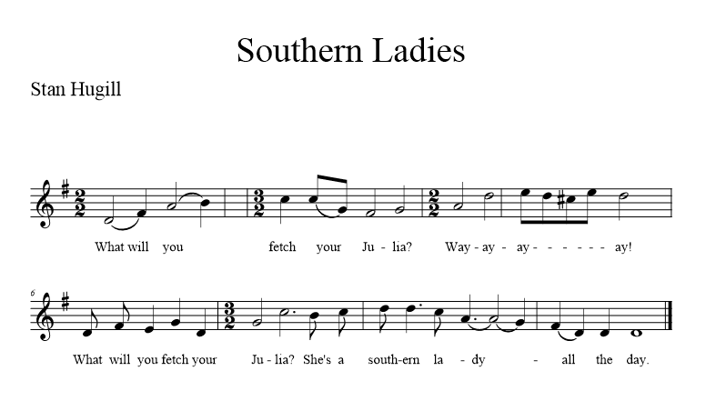 Southern Ladies - music notation