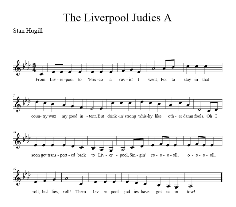 The Liverpool Judies A - music notation