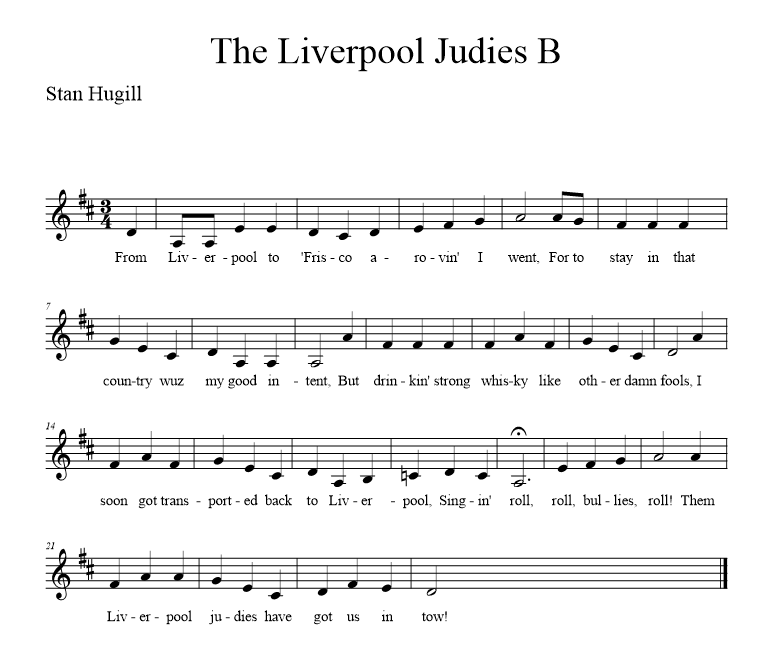 The Liverpool Judies B - music notation