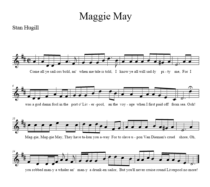 Maggie May - music notation