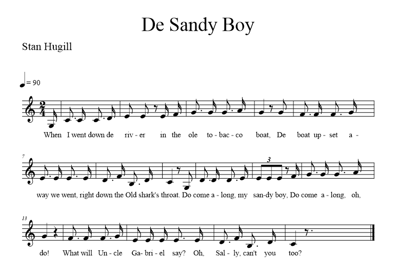 De Sandy Boy - music notation