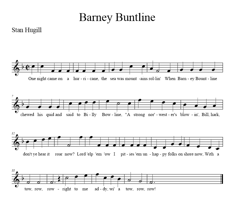 Barney Buntline - music notation