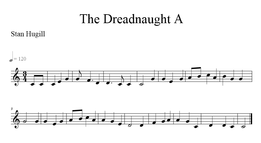 The Dreadnaught A - music notation