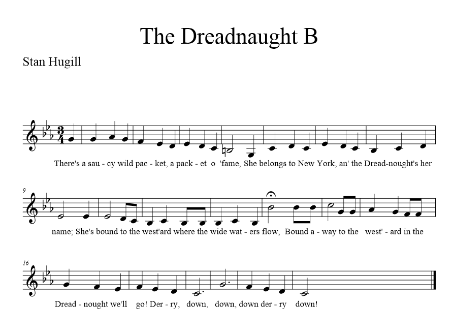 The Dreadnaught B - music notation