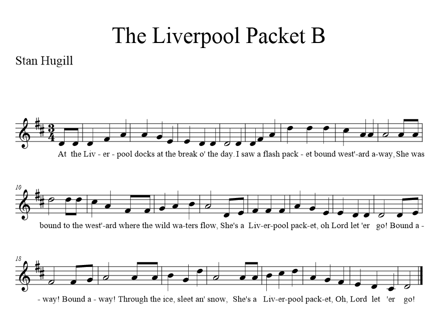 The Liverpool Packet B - muasic notation